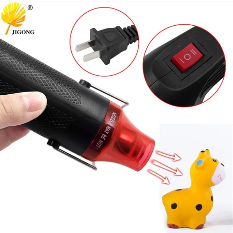 Pistola ad aria calda regolabile con ingranaggi 220V, ceramica morbida/tampone in gomma fai da te polvere convessa/lamiera termoretraibile pistola ad aria calda manuale fai da te