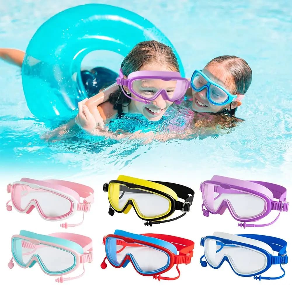 Fashion Anti-fog Kids Swimming Goggles Wide View Big Frame Eyeglasses Unisex High Definition Swim Eyewear