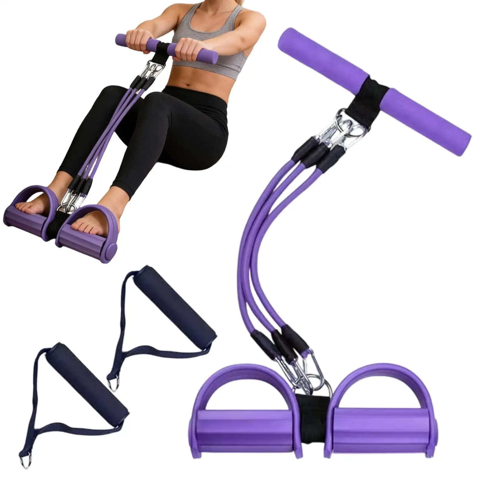 Fascia Elastica a 3 Tubi con Maniglia per Yoga e Pilates, per Allenamento Fitness e Stretching