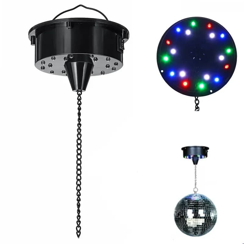 18 luci a LED Specchio rotante in vetro Palla da discoteca Motore Controllo del suono Sfera riflettente appesa per discoteca DJ Party Stage No ball
