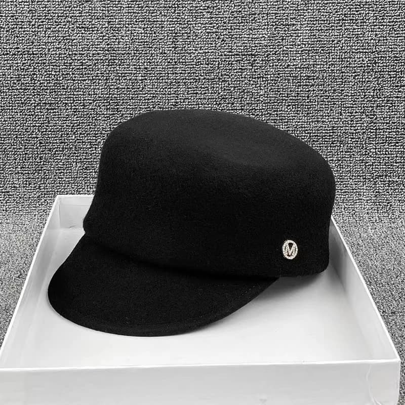 laotou chic dropshipping feltro di lana invernale giappone m lettera visiere da strada cap uomo donna tempo libero cappello equestre