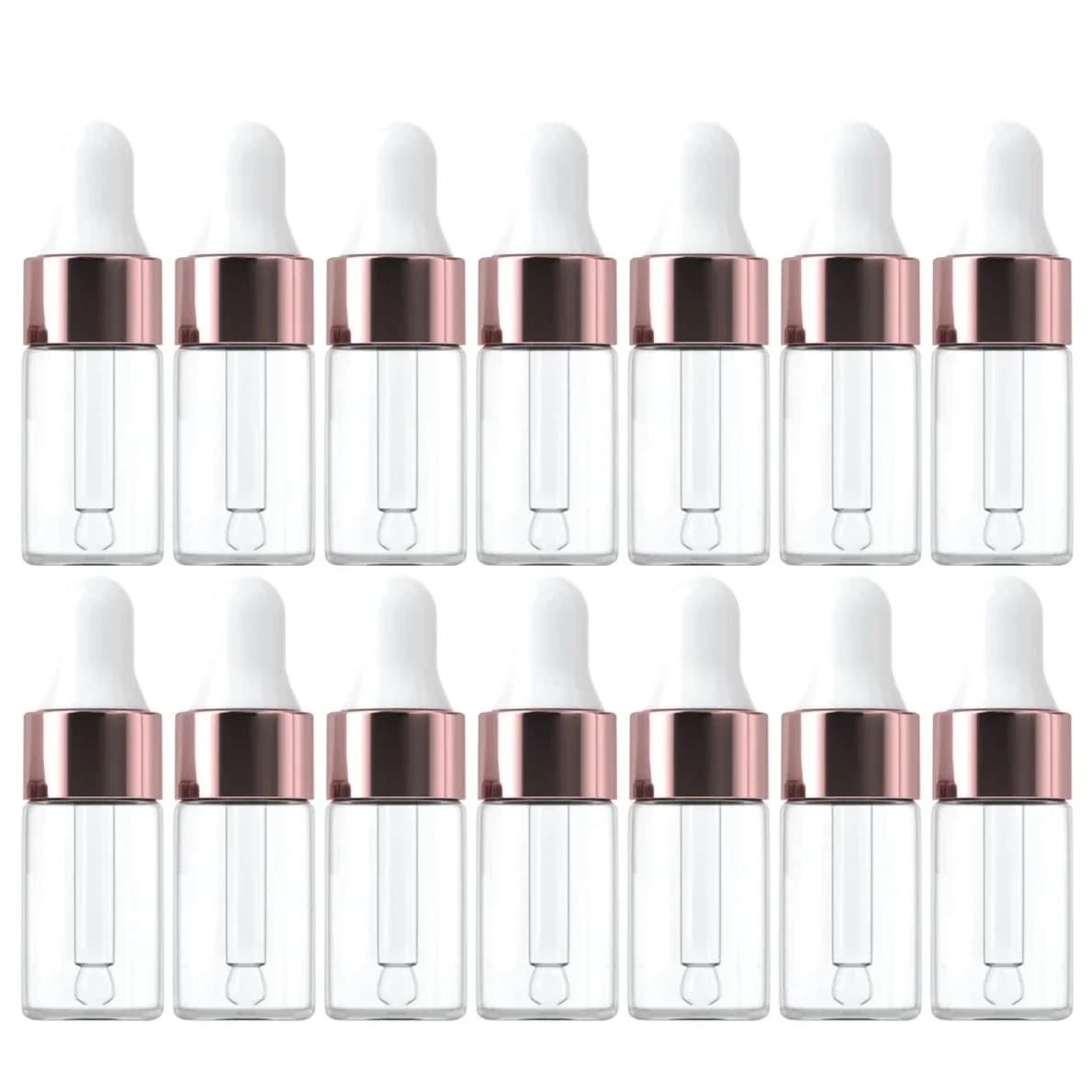 10/20pcs Mini Bottiglie Contagocce di Vetro Vuoto Olio Essenziale Bottiglie di Aromaterapia Tappo In Oro Rosa Pipette Bottiglie 1ml 2ml 3ml 5ml