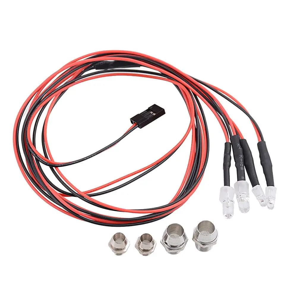 Kit Luci LED RC Rosse e Bianche, Fari in Metallo per Auto RC 1:12 e 1:16, Accessori per Guida Notturna