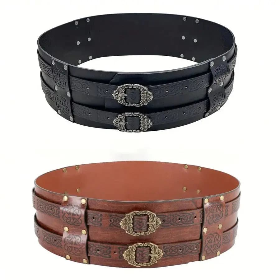 Cintura larga in rilievo vichingo rinascimentale cintura per armatura in ecopelle medievale cintura larga medievale per uomo accessorio per Costume in pelle PU