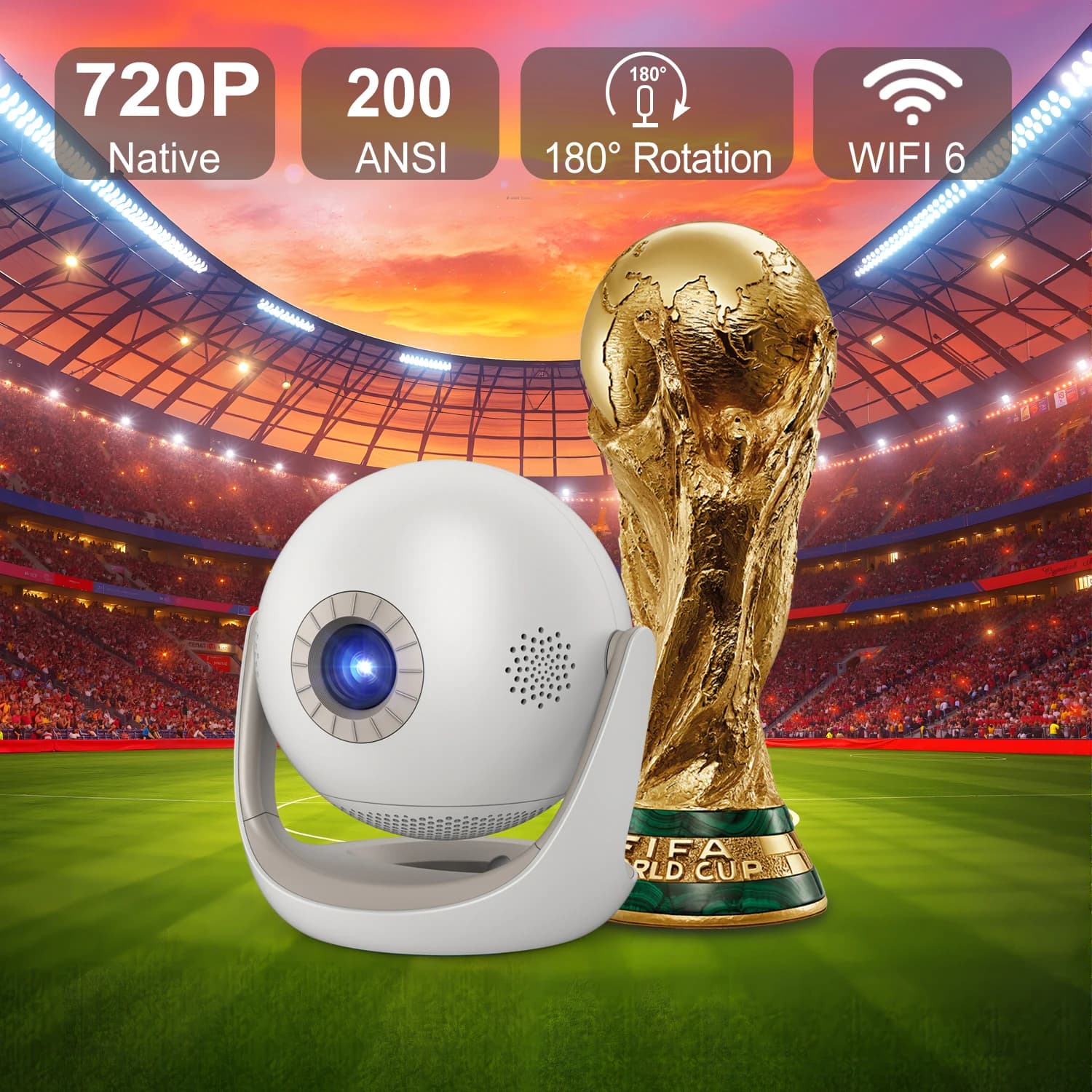 Portable Mini Android WiFi Wireless Mirroring Screen Short Throw Football Video Projector for Outdoor Camping