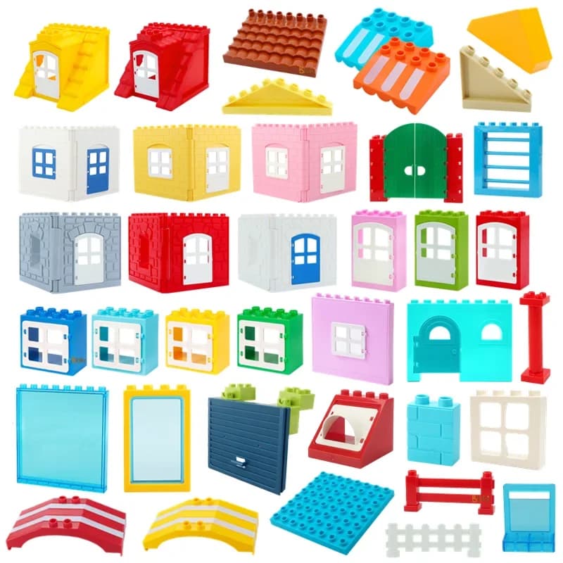 Grandi blocchi di costruzione Case Costruisci accessori Set di porte e finestre Tetto da parete Compatibile con grandi mattoni Assemblare Ragazzo Ragazza Giocattolo per bambini Regali