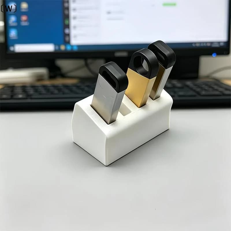 〔W〕USB Drive Storage Box Desktop Organizer - 4-Slot Flash Drive Organizer, Suitable For Computer Desktops, Office Supplies