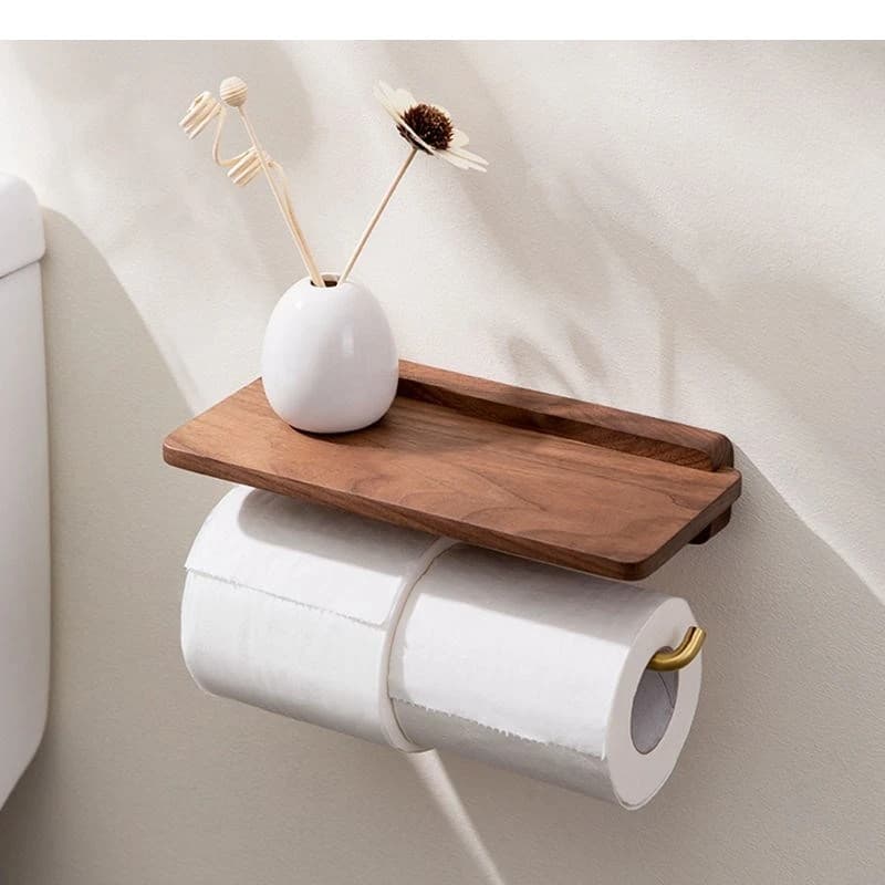 Porta fazzoletti in legno Scatole montate a parete in rotolo di carta Contenitore per asciugamani Scaffali per il bagno di casa Scaffale per WC