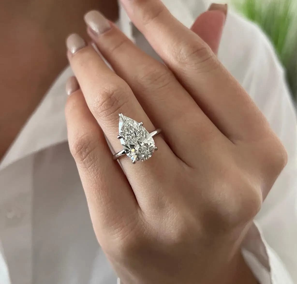 Anello in vero oro 18 carati Lab Grow Diamond a forma di pera semplice con diamante singolo 2CT Anello con diamante da sposa Anelli solitari personalizzati da donna 14K