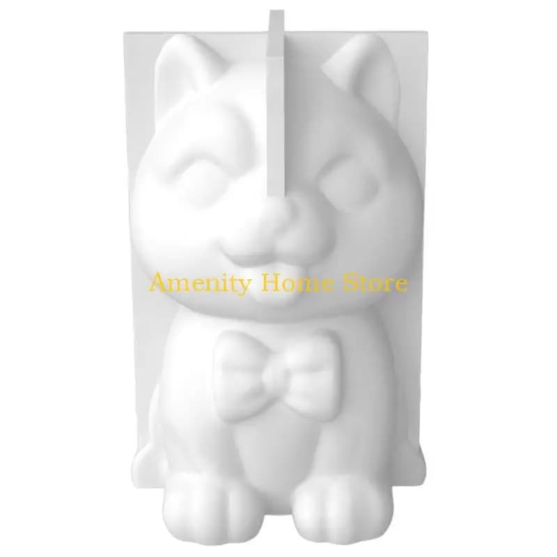 F26C Stampo in silicone per candele per cani cartoni animati Strumenti per produzione sapone per animali Stampo in resina