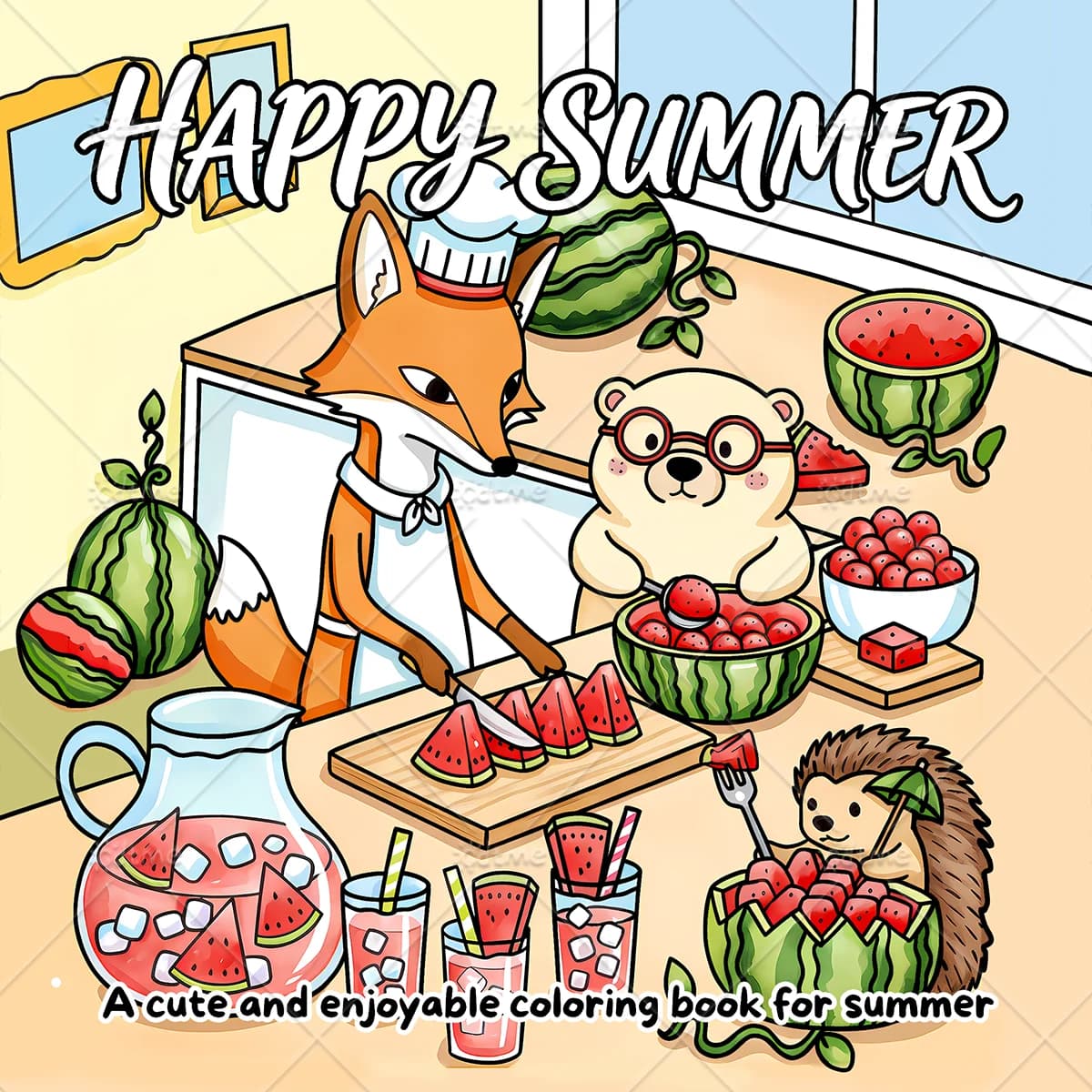 HAPPY SUMMER Bold-easy Patterns Coloring Book for Adults Cute Drawing Book Perfect Gift for Party and Birthday