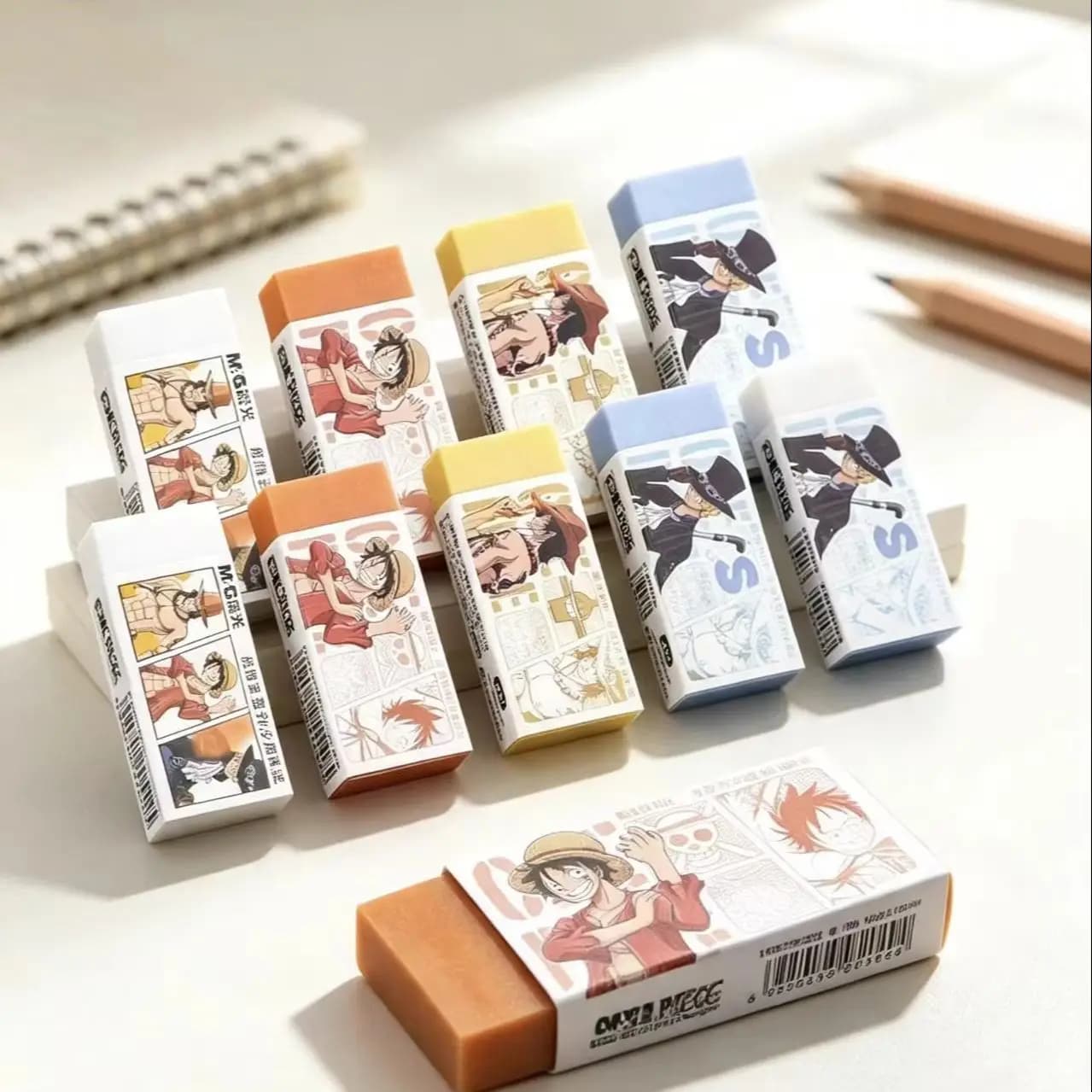 One Piece Themed Aesthetic 4B Eraser Lightweight Pastel Macaron Design Low Residue for Daily Study Use