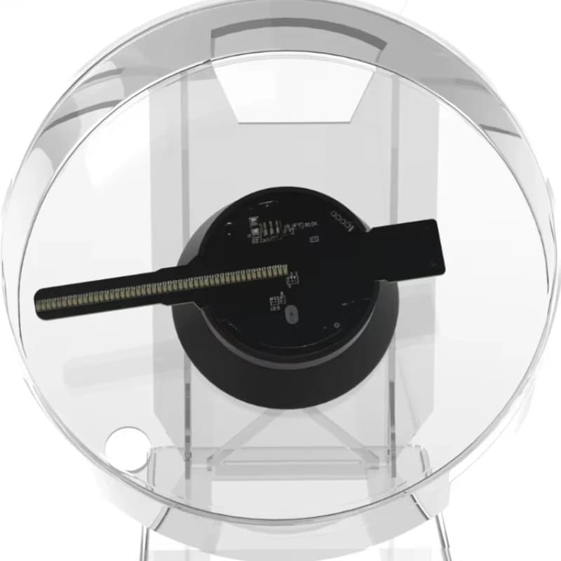 Mini Proiettore Olografico 3D a Ventola, Macchina Pubblicitaria LED da Tavolo, Display Video Olografico con Telecomando e Supporto