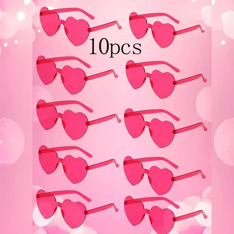 10PC Heart Sunglasses Love Sunglasses Jelly Color Frameless Heart-shaped One-piece Glasses Dazzling Color Glasses 200000297