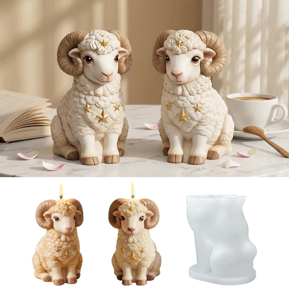 S0299 3D Lamb Silicone Candle Soap Molds 3D Cute Sheep Animal Plaster Ornament DIY Resin Casting Art Craft Molde Para Velas