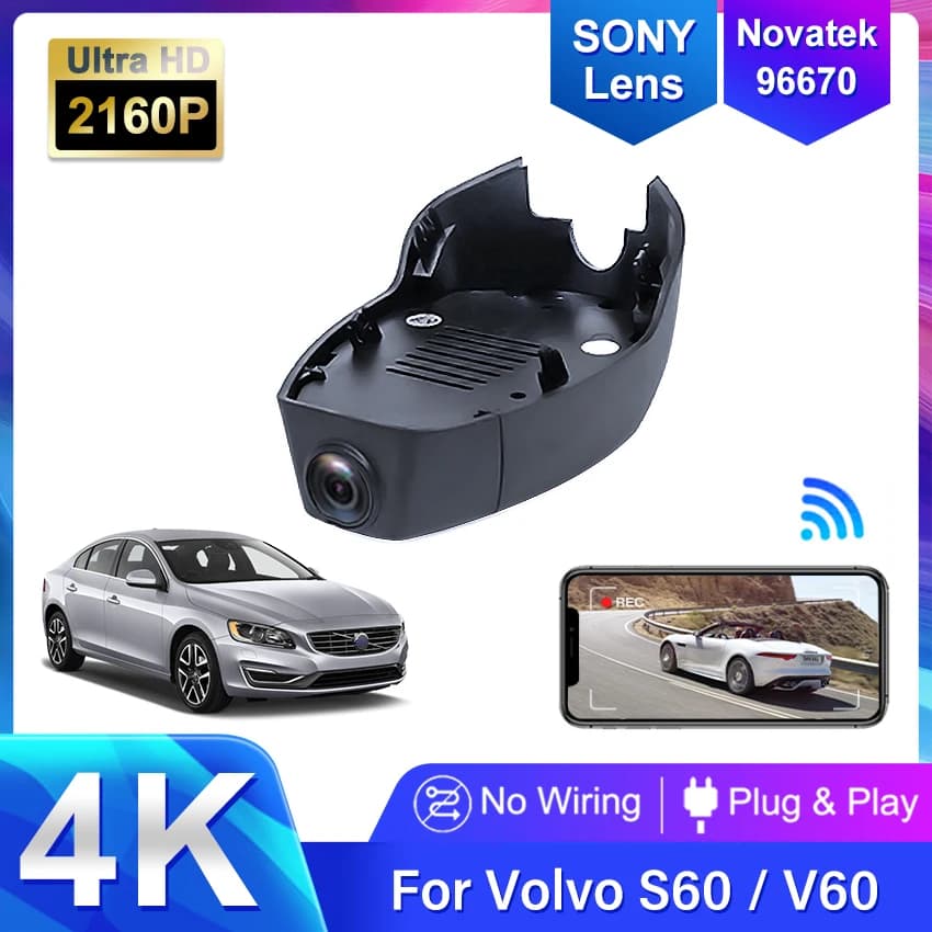 New! Plug and play Car DVR Wifi Video Recorder Dash Cam Camera Control by Mobile Phone App For VOLVO V60 S60 2019 2020 2021 2022
