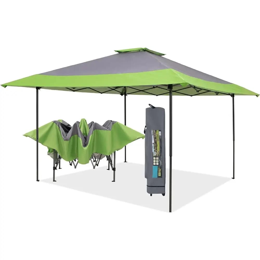 Tenda da campeggio 13x13 piedi con borsa per il trasporto con ruote, tessuto verde 150D