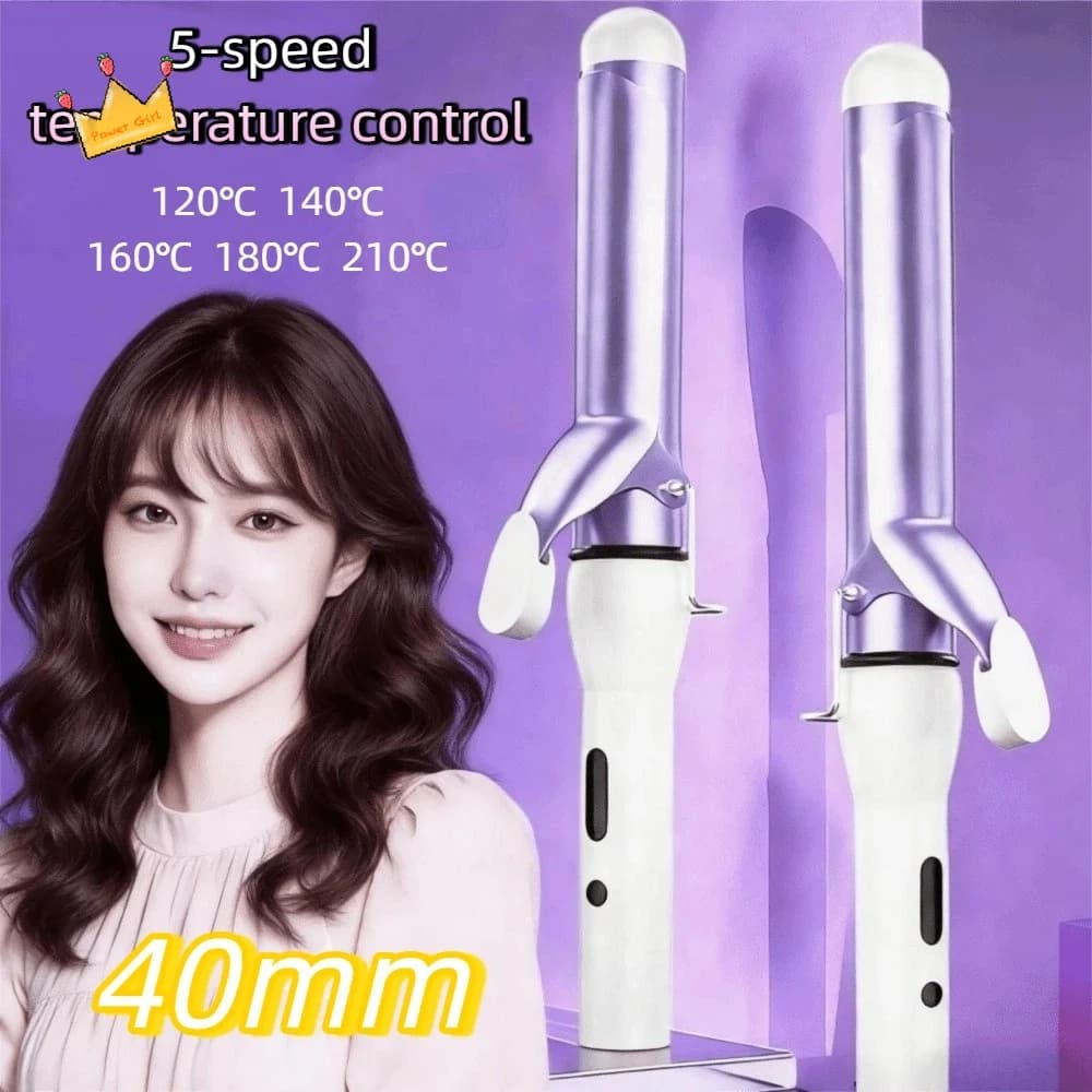 Iron 40mm hair curler with Temperature Control, Electric Hairstyle Tool, Rapid Heating, Anti-Scopping
