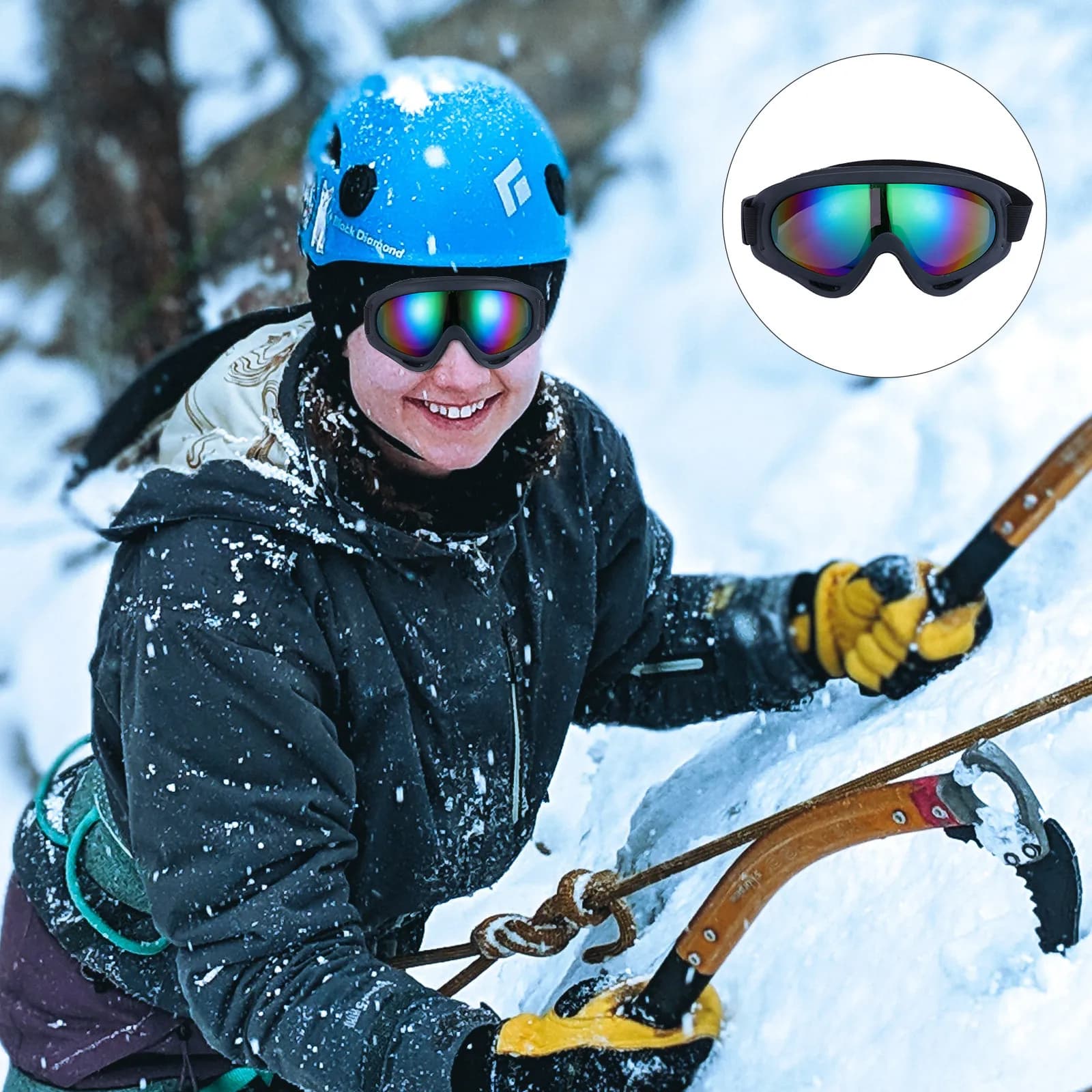 1 paio di occhiali da sci professionali con lenti polarizzate ampie, design antivento e antiappannamento per sci e snowboard