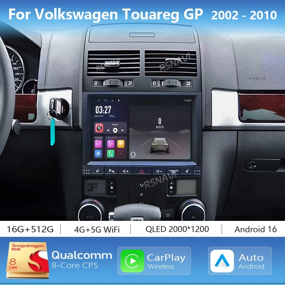 Android 15 Carplay Auto 2K Schermo Autoradio Lettore Multimediale Per Volkswagen Touareg I 1 GP 2002 - 2010 2 din Autoradio Stereo