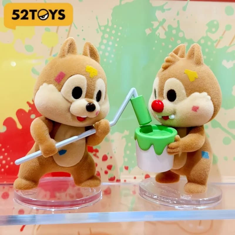 52TOYS Authentic Disney Chip N Dale Flocked Blind Box Figure Trendy Collectible Toy Desktop Ornament For Pop Culture Collectors