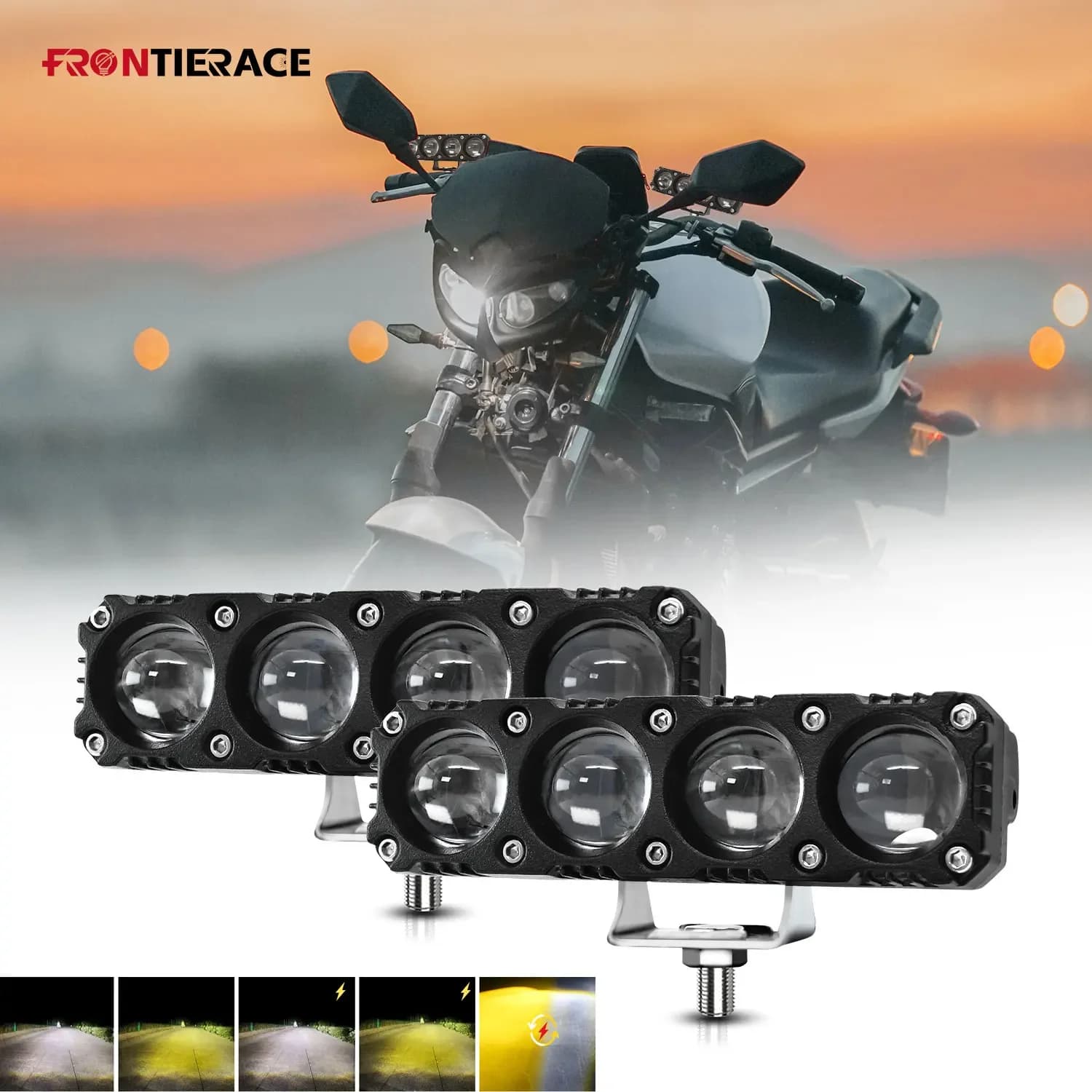 Faro universale a Led per moto che guida fendinebbia flash per faretto a Led 200W 6000K per ATV Truck Dirt Bike SUV UTV