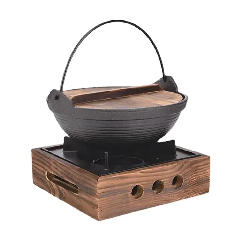 Multifunctional Portable Stove in Wood for Roasting, Grill and Barbecue, Square Camping Oven