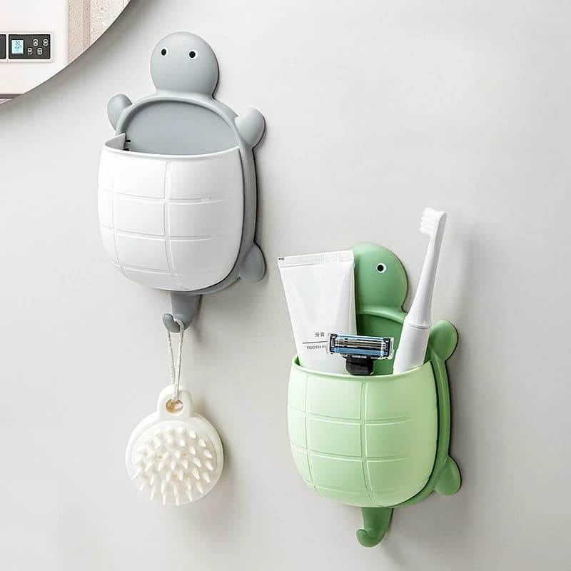1/2 pz carino tartaruga design portaspazzolino creativo bagno rasoio in plastica asta arricciacapelli portaoggetti scatola di controllo remoto del fumetto