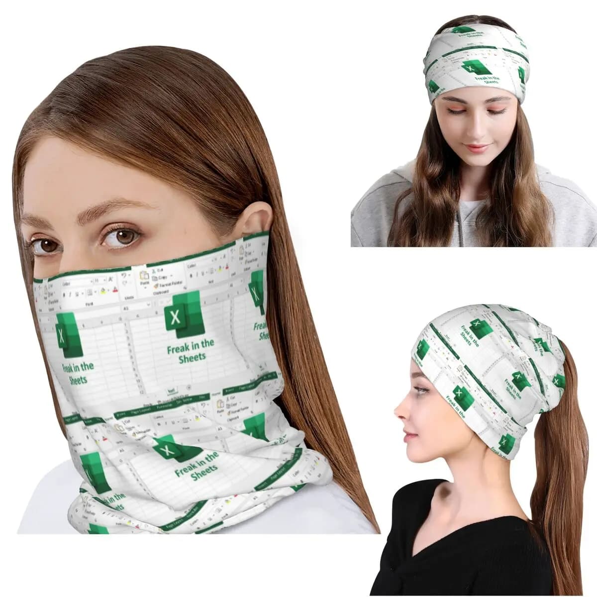 Freak In The Sheets Excel Spreadsheet Bandana Neck Gaiter Mask Sciarpa Copricapo caldo Berretti Cappello Unisex Adulto Invernale