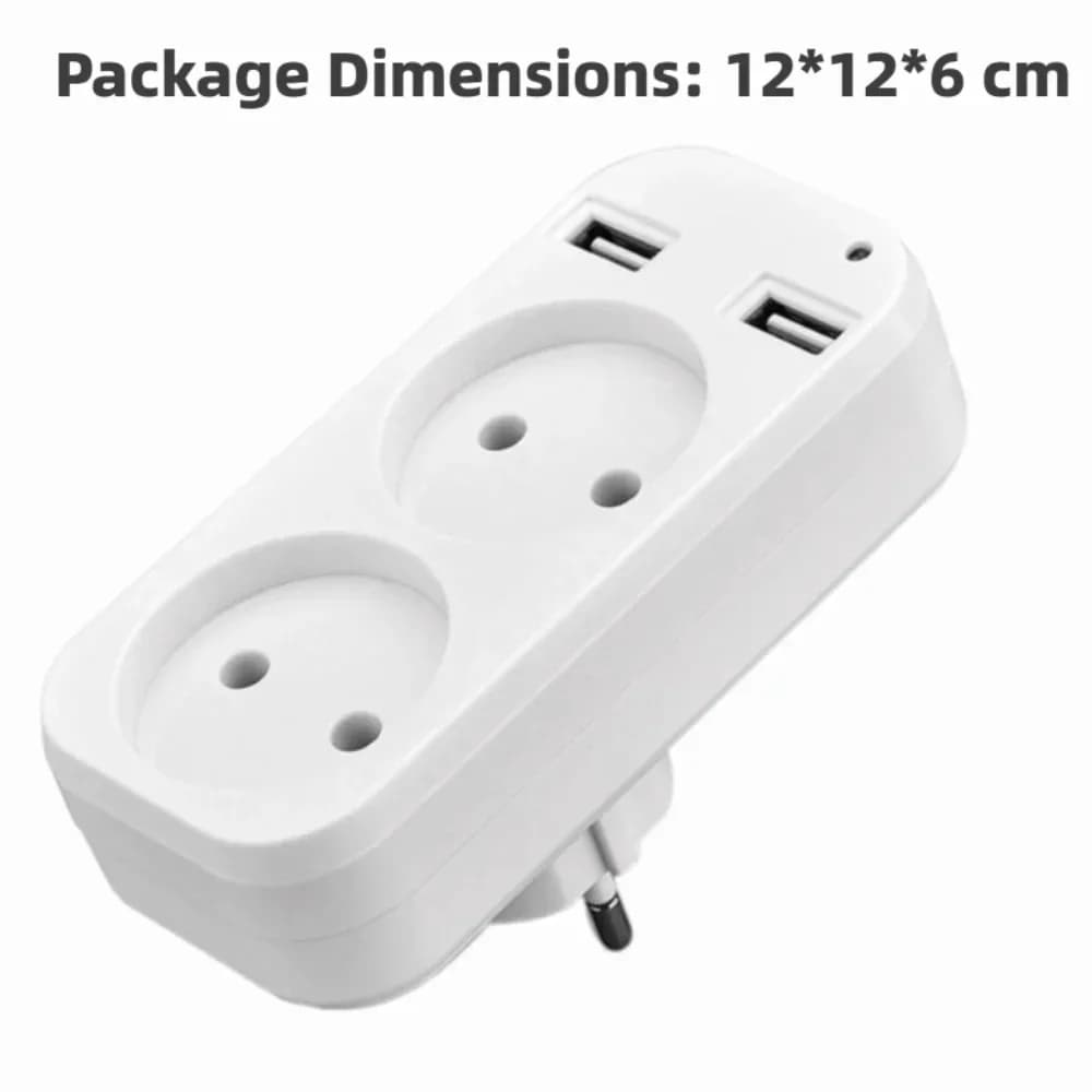 Multipresa EU da 1200W con 2 Porte USB, Adattatore da Viaggio Portatile con Doppia Presa per Smartphone e Tablet
