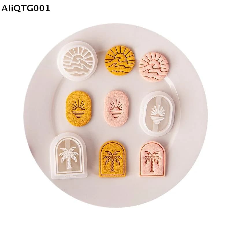 Sunset by the Sea DIY Polymer Clay Cutters Embossed Jewelry Making Tools for Earrings And Pendant Pottery