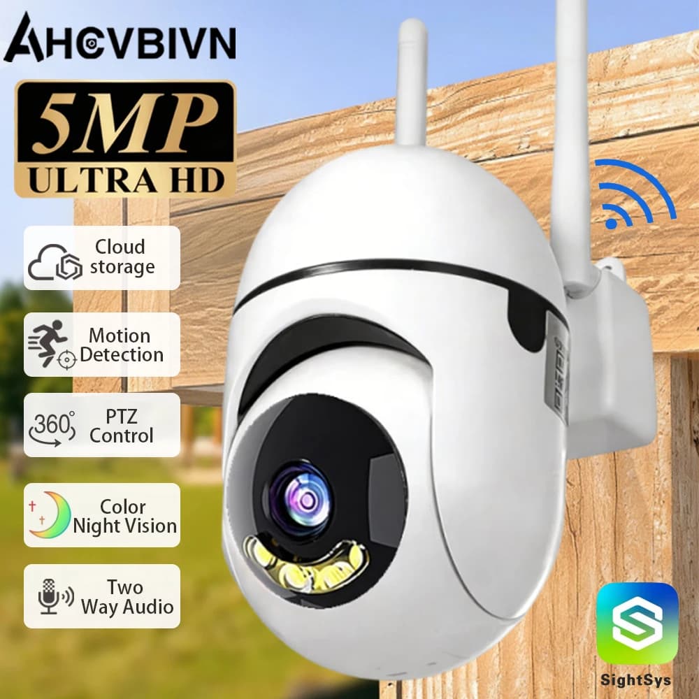 Telecamera IP PTZ Wireless SightSys APP 5MP 2K con Rilevamento Movimento Umanoide AI, Audio Bidirezionale, Visione a Colori, Sicurezza Domestica, Monitoraggio Bambini