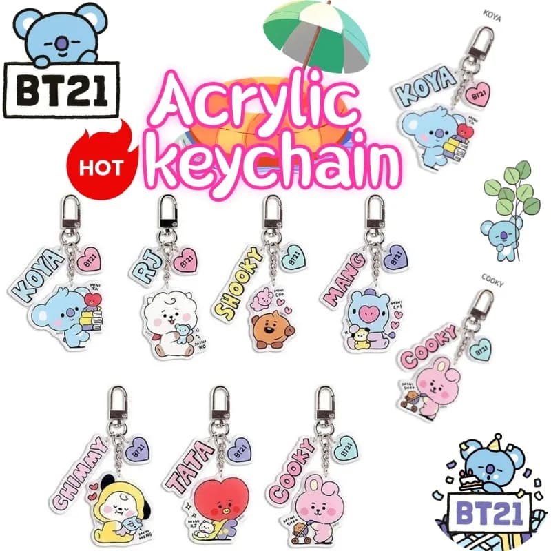 Portachiavi con ciondolo in acrilico BT21, merchandise anime Koya Shooky, carino e alla moda, per ragazzi e ragazze, regalo per le vacanze.