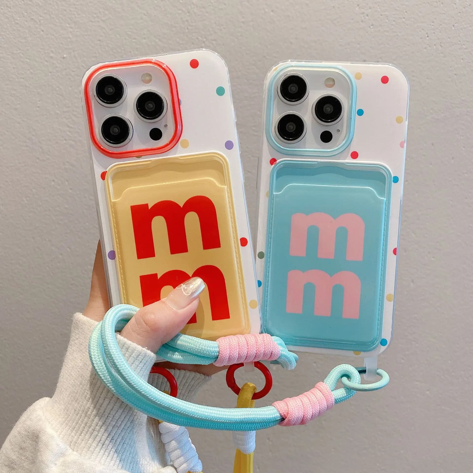 3D Colorful Ball Wallet Case For iPhone 16 15 14 13 12 11 Pro Max XS XR 7 8 Plus cover Cute Soft Korean Lovely Strap Card Cover
