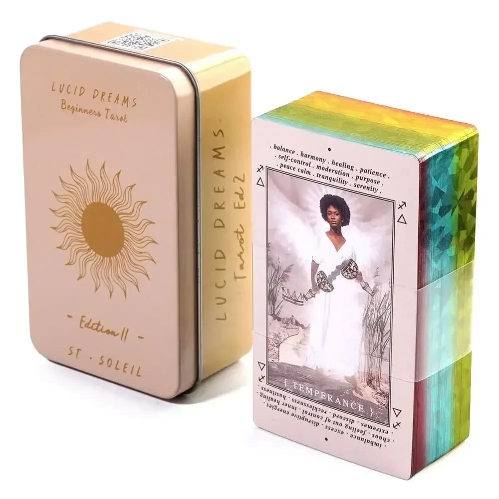 10.3*6cm Lucid Dreams tarocchi per principianti In una scatola di metallo di latta mazzo di tarocchi con carte di divinazione per guide PDF