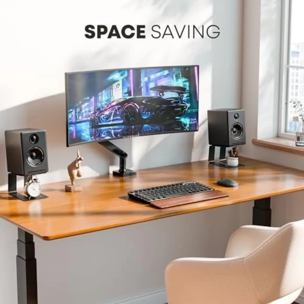 Metal Desk Speaker Stands Vibration Isolation Black Color Audio Elevation Speaker Stands Durable Studio Monitor Stands
