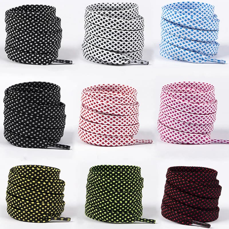 1 Pair Flat Shoelace Polyester Sneakers Shoelaces for Shoes Fashion Heckered Double Layer Hollow Shoe Laces