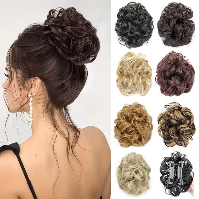 Chignon Sintetico a Coda di Cavallo Corto e Riccio con Clip, Elegante Accessorio per Capelli da Donna Facile da Indossare