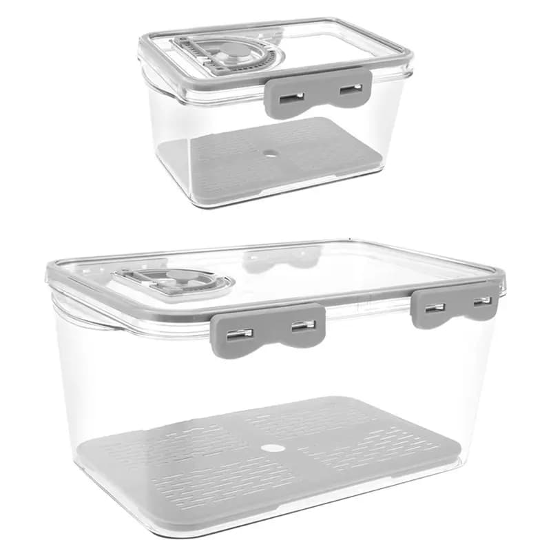 AB11-2Pcs Clear Loaf Bread Container Airtight Bread Keeper L/S Rectangular Bread Storage Boxes With Time Recording