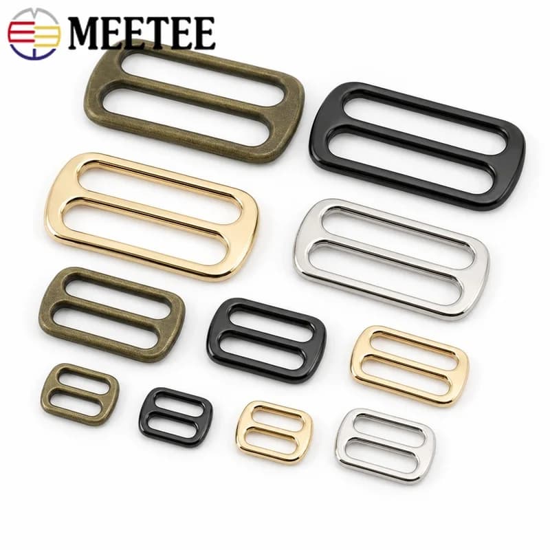 10Pcs Meetee 12-50mm Metal Tri-Glide Slider Adjuster Buckle for Backpack Belt Bag Strap Webbing DIY Sewing Hardware Accessories