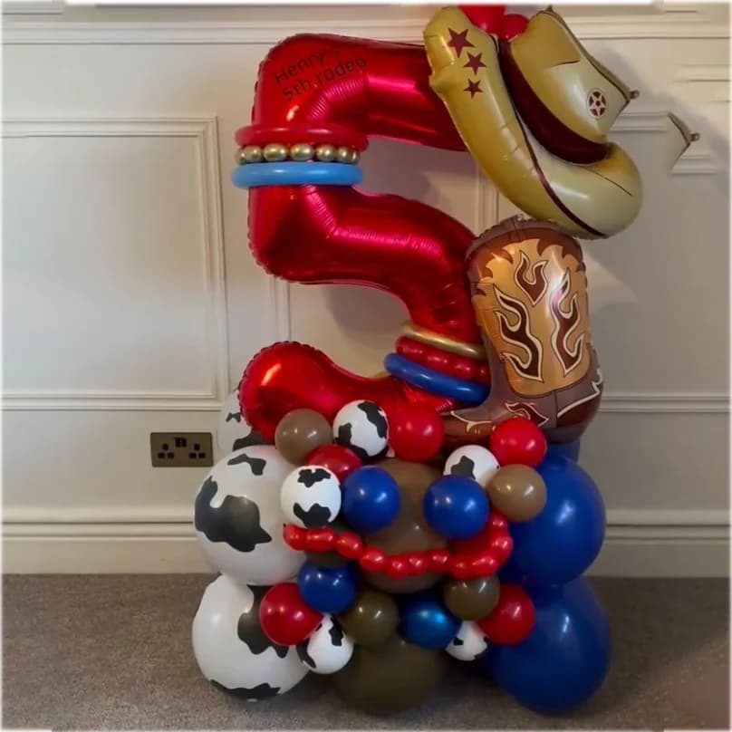 53Pcs Cartoon Hat & Boot Foil Balloons Set with 32" Red Number Balloons, Party & Holiday Decorations