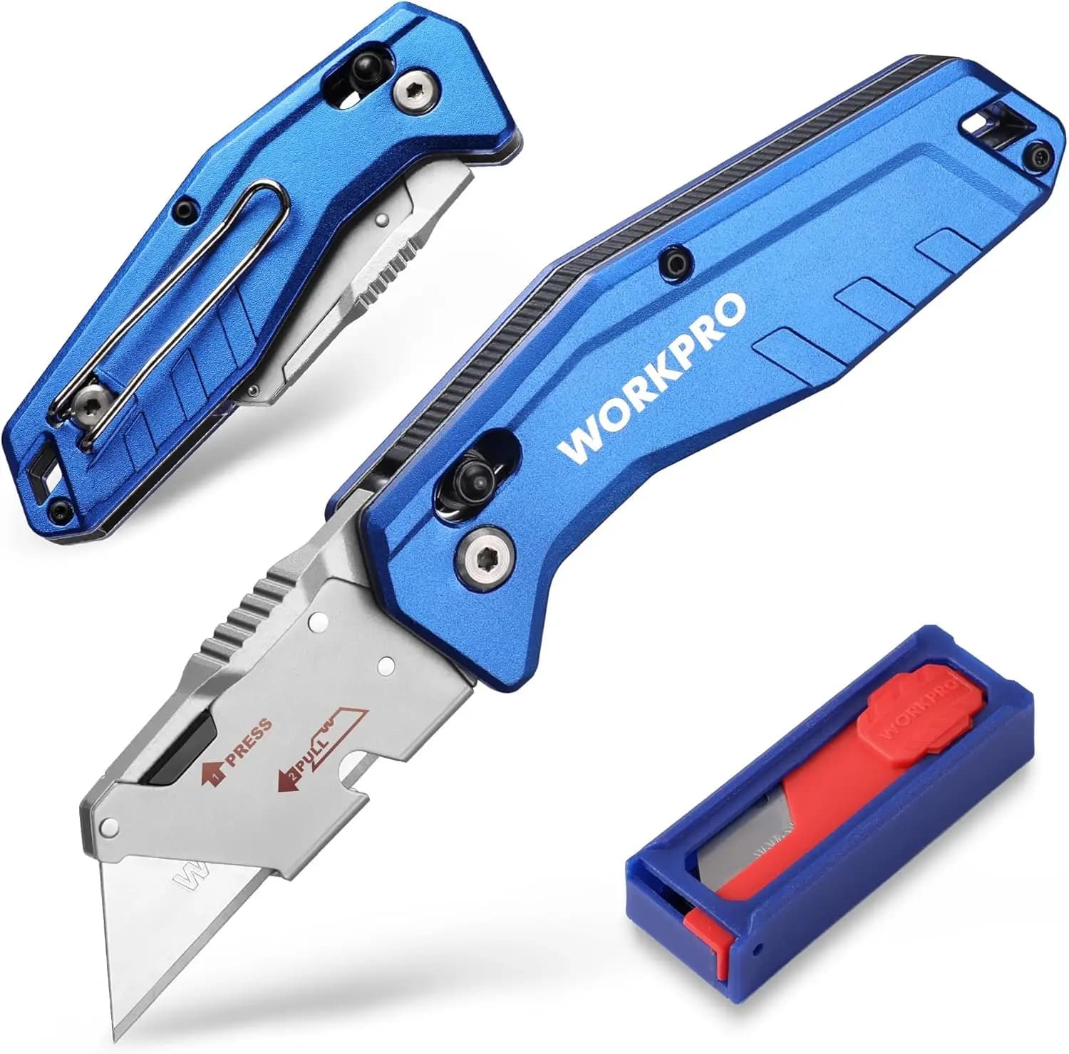 Coltello multiuso in metallo resistente con blocco a sgancio rapido, taglierino tascabile pieghevole con clip da cintura