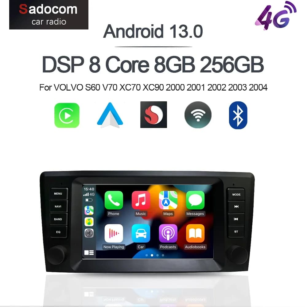8 "Carplay Android 14 8G + 128G 8Core GPS Auto Lettore Android Wifi multimediale Per VOLVO S60 V70 XC70 XC90 2000 2001 2002 2003 2004