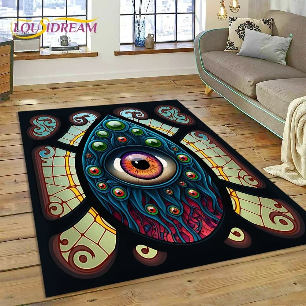 Evil Eye Turkey Blue Nazar Eye of Horus Carpet Rug for Bedroom Living Room Home Sofa Decoration,Child Game Large Decor Floor Mat