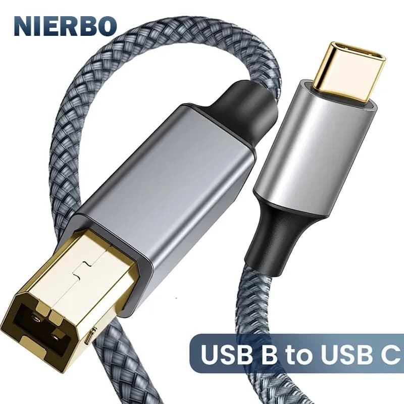 NIERBO Cavo stampante da USB B a USB C Cavo stampante tipo C Cavo intrecciato in nylon per controller DJ per pianoforte digitale Yamaha Casio