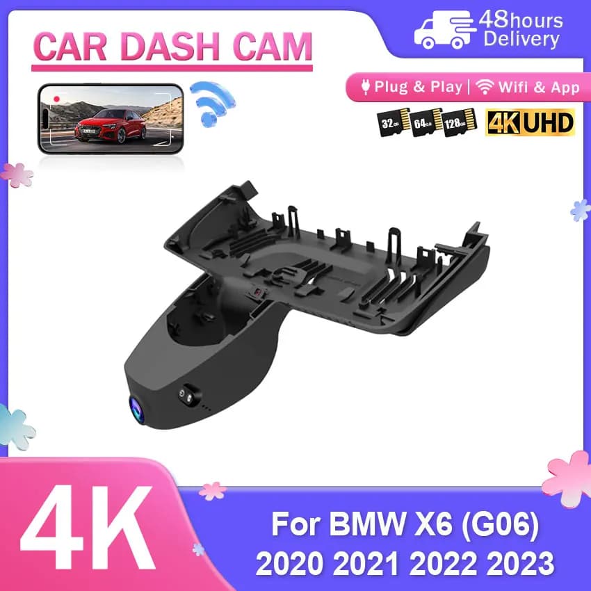4K UHD for BMW X6 G06 F16 F96 (3rd Gen) 2020-2023 Plug and Play Car DVR Dashcam Camera Video Recorder