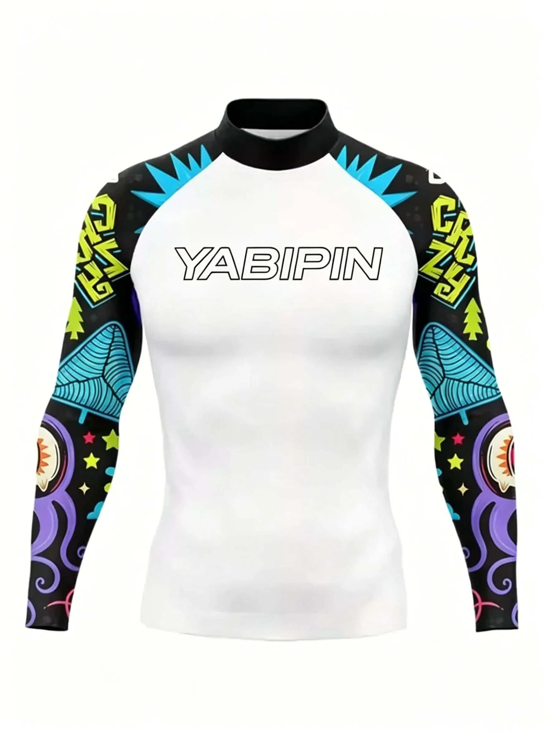 Long Sleeve Surfing Shirt Men Stand Collar UV Rash Guard Swimsuit Top for Swimming Diving Kayaking Beachwear Summer Clothes