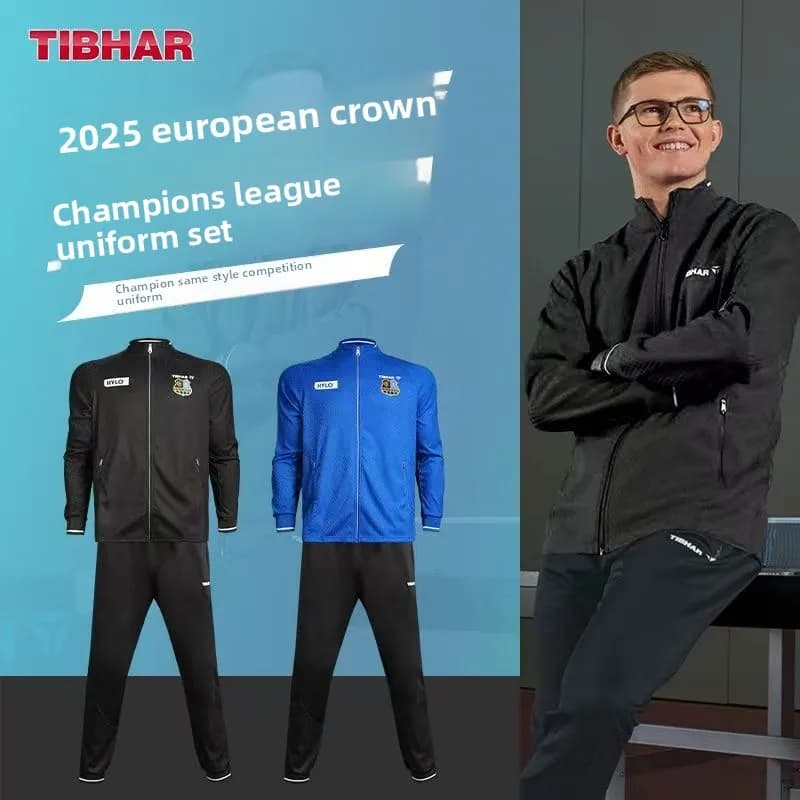 TIBHAR Uniforme da ping pong alta Maglia da ping pong da uomo Nuovo set uniforme da pallina professionale a maniche lunghe da ping pong
