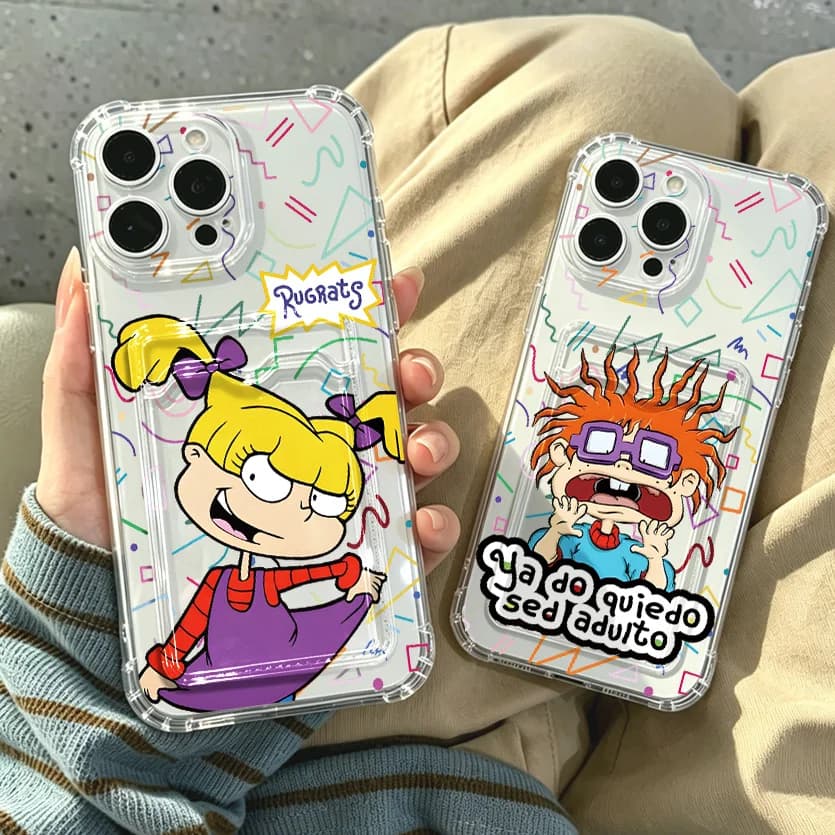 Cute R-rugrats Card Hold Phone Case For Xiaomi 13 12 12T 11 Lite Poco M5 M4 X5 X4 X3 Pro NFC 4G 5G Anti-fall Clear Cover