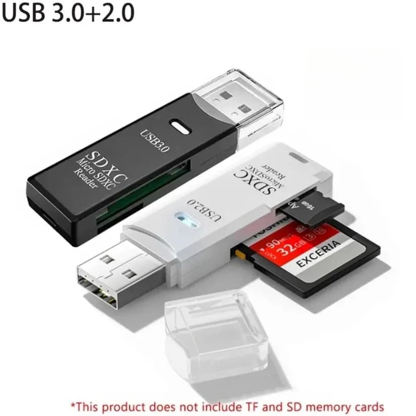 Multi‑Functional 2 In 1 High‑Speed USB 3.0/2.0 Memory Card Reader TF SD Card Adapter for Computer Laptop Tablet Camera Car Use